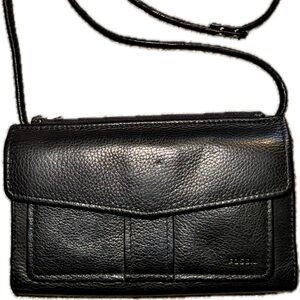 Fossil Black Leather Crossbody Bag